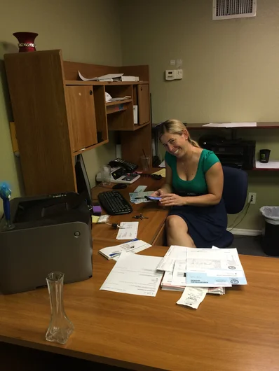 <!--calm2015-->

Jeni Armstrong is scrolling through her pintrest trying to look busy. As well as being our bookkeeper. 