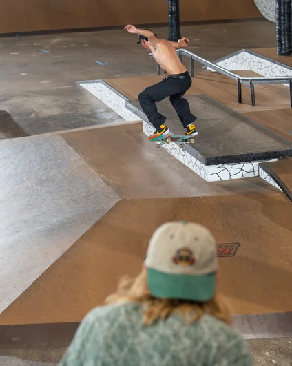 Nollie crook in the Blazers. Didn't catch homie's name but it was a solid nollie crook!

<!--goskateday22-->