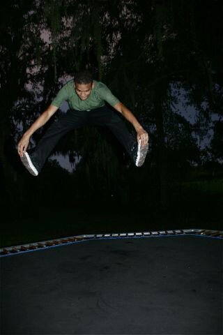 RayRay got in on the trampoline fun