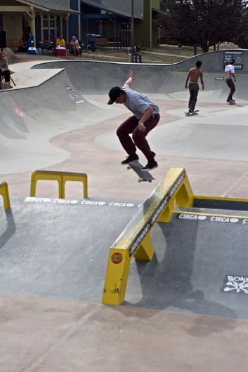 <!--dawwsun-->

Independent rider Dylan Williams does a kickflip crooked grind nollie heelflip out.