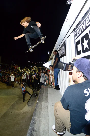 <!--AM15-SATNIGHT-->
Garrett Miller tail drop from the top ropes.
