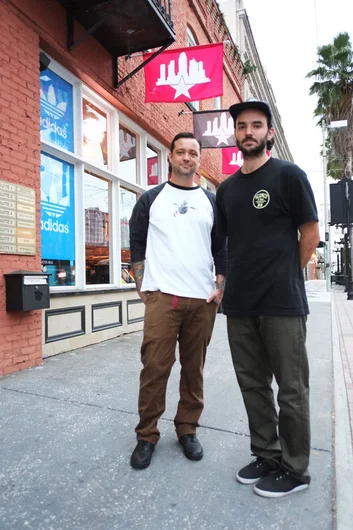 Justin and HiDefJoe, patiently waiting for a Moat Water ply.<!-- Moat Water Deck Release Party at SPoT Ybor -->