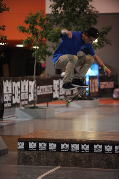 Ridin' nerdy, Pat Tremblay, on a kickflip