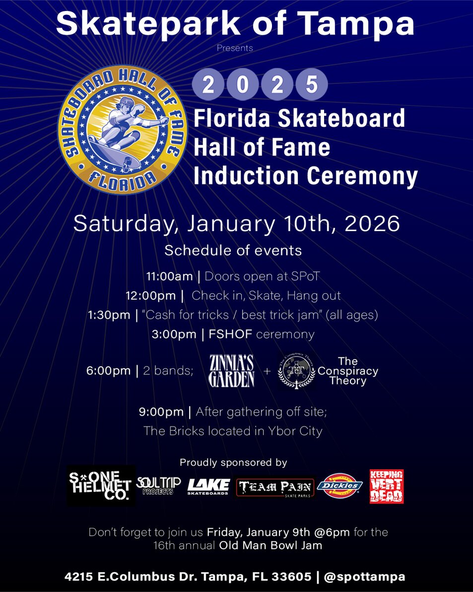 2026 Florida Skateboard Hall of Fame Induction Ceremony at SPoT