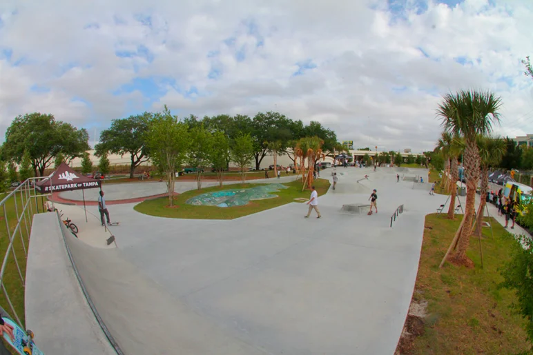 <!--brobowl2-->

A good look at the park from one side. They added a whole new street section for us new age guys but also revamped the Bro Bowl to keep all the locals happy.