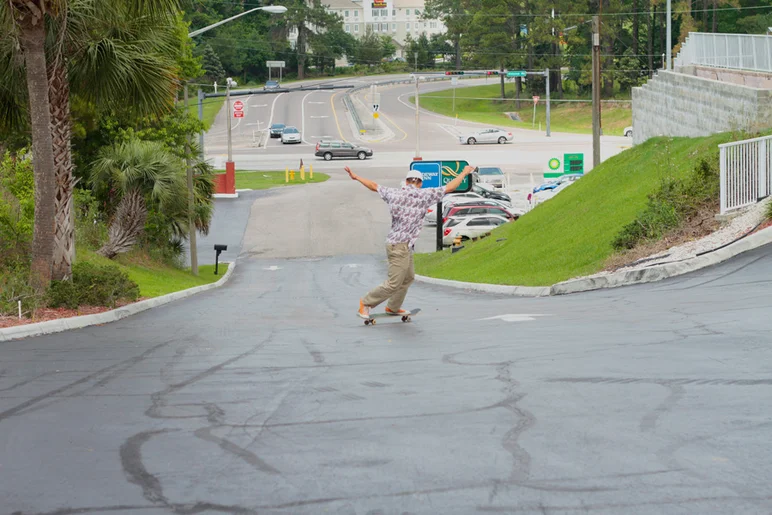 <!--lukeswedding-->

Right as we are pulling up to our hotel in Gainesville for Luke’s wedding, we see this hill bomb right outside of the front door. The whole squad took advantage of this thing. It's much gnarlier than it looks. Make sure to check the edit and see it in action.