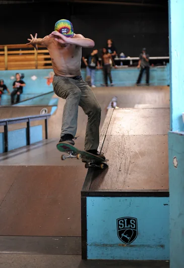 <!--soj16-->

I like this trick. 180 nosegrind back to regular. Adam Tyler does them quite nicely.
