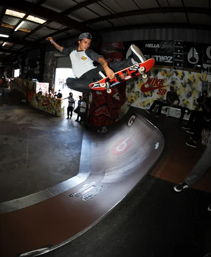 <!--tampapro2014d2-->

Speaking of Flip Skateboards, here's David Gonzales, who also rides for Flip, as seen by the graphic on the underside of his board. You can see the graphic because he was flying over my head on this Colombian ninja kick and all day too.