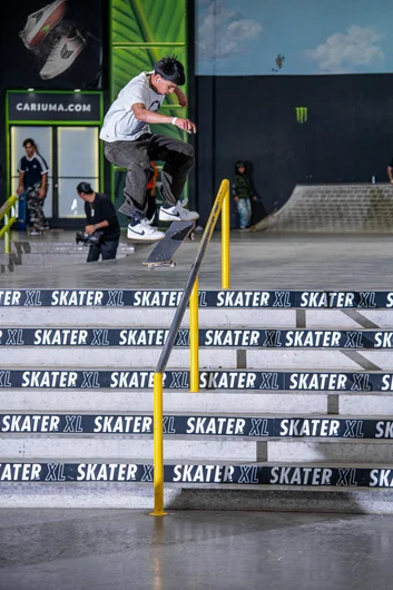 Greg Rodriguez hits the 10 with a kickflip front 50 to make sure he can still kickflip into every grind.

<!--damnamla2023-->