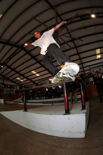 <!--ridetexas14-->

Tiago Lemos from Brazil was doing the craziest tricks! Switch front feeble pop over.
