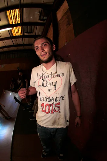 <!--vdaymass2015-->

Back inside, 16 & Up was getting started. This dude made his own shirt for the contest.