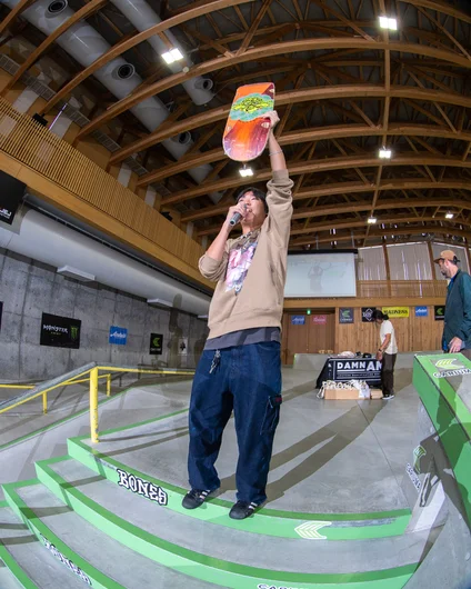 Toshi before he started playing rock, paper, scissors with kids for product.


<!--damnamjapan2022finals-->