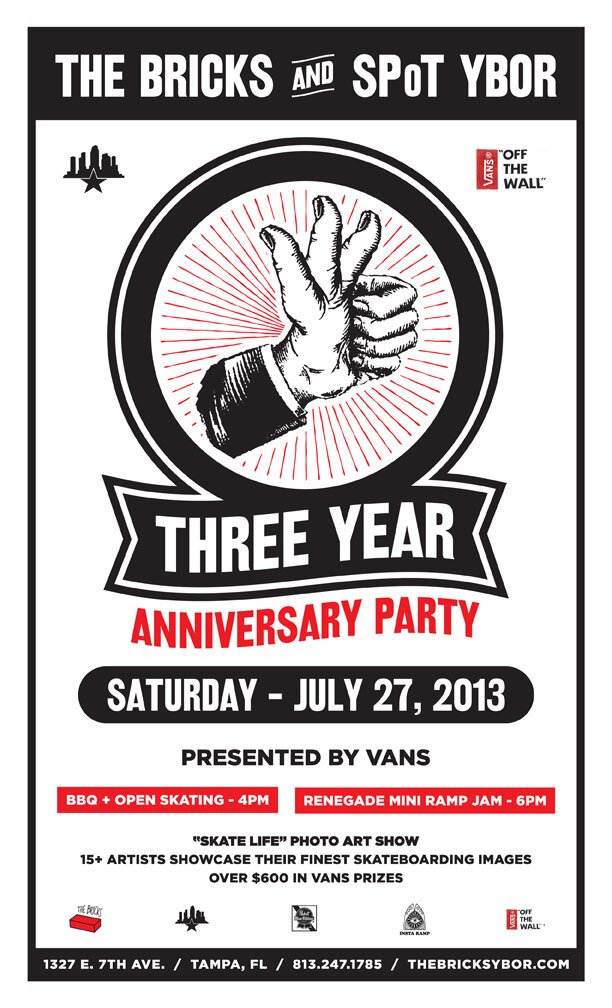 Join us at The Bricks for the 3 Year Anniversary