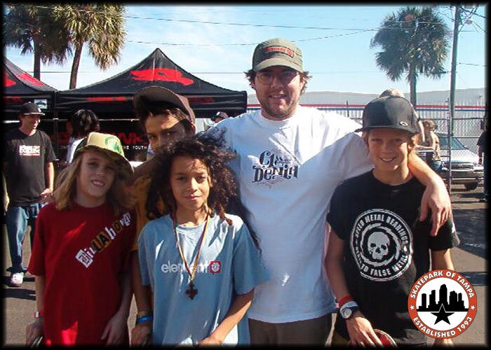 Jeffrey Marshall, Ahbi Huston in back, Nyjah Huston, Team Manager Ryan Dewitt, and Colin Provost.