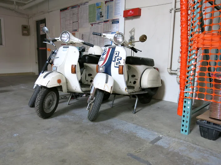 <!--agenda14-->

Another great piece of history we spotted were these mopeds used in the Mouse video.


