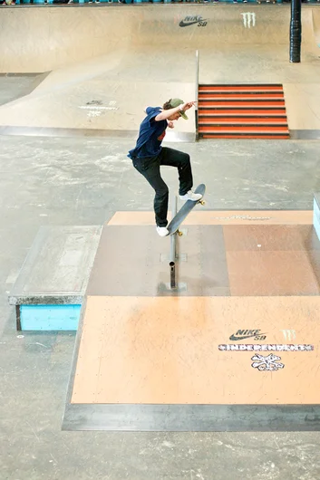 <!--am15sunday-->

Tanner VanVark has the choice nugg bag of tricks. 180 Fakie Pivot Grind Frontside HalfCab Out.