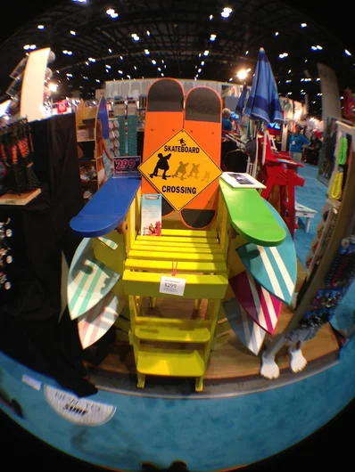 <!-- surfexpo2013 -->

Yep, there's always good and wacky gear at Surf Expo. This is a skateboard life guard chair