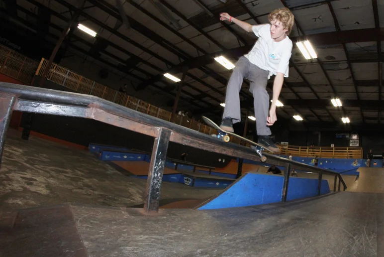 <!--freefridaysjan17-->
Liam sitting comfortably on a Feeble to 50-50.