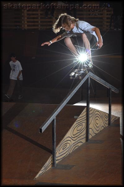 Nice flash etiquette, dude. Kickflip over the rail