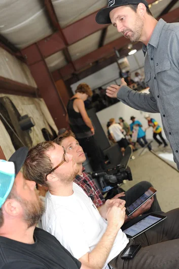 Schaefer directs the judges, Bob, Pat, and Casey, before things get going.<!-- Damn Am Atlanta 2013 Presented by DVS -->