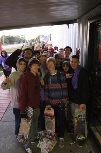 The line was lively and wide awake by the time we got there at 6am.<!-- Black Friday at SPoT Presented by Vans 2012 -->