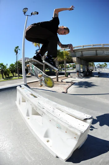 <!--hj2014-->

SPoT team rider Eric McKenney has amazing pop. Here's Eric doing a flawless nollie backside flip over a barrier from the bank. Classic spot setup, classic trick.
