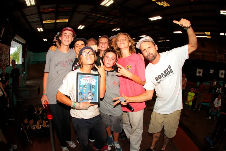 <!--btsb16-->

After the contest, we gave out a few Thanks For Showing Up Awards. The Crusty Mayo Crew was the first ones called up. They make the contests fun, help out when needed and rip on a skateboard. Plus I think they’re letting Brian in the crew.
