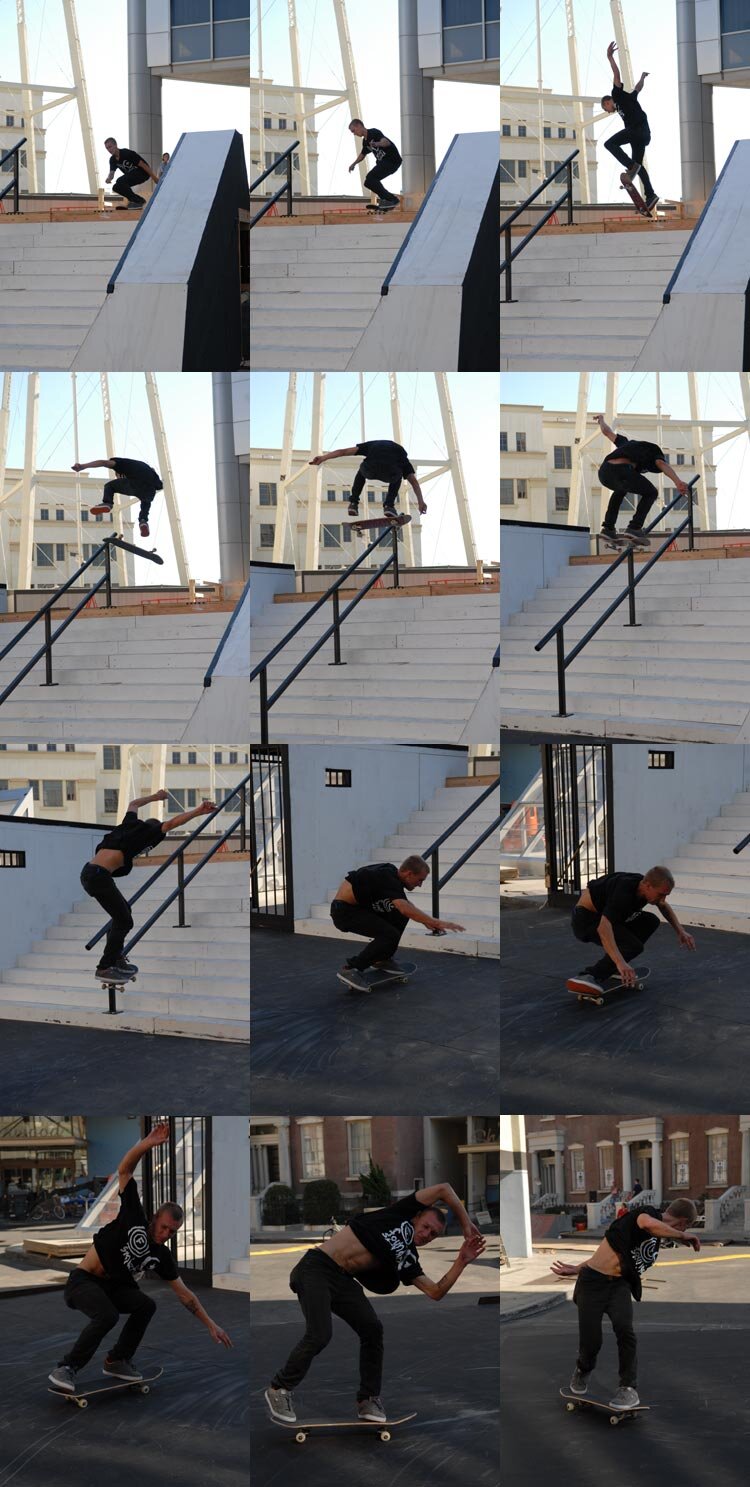 Joel Morgenweck holding on to a backside flip