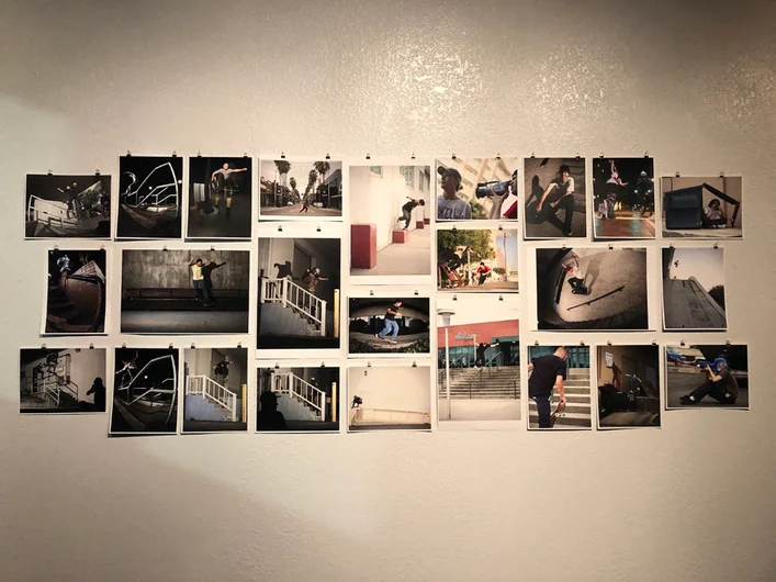 <!--veervidphotos-->
Ok first, we'll start with the photos from the premiere. This first batch is courtesy of our Damn Am filmer, Frank Branca. This is one of the walls of prints for sale. All of these photos were shot around the filming of 