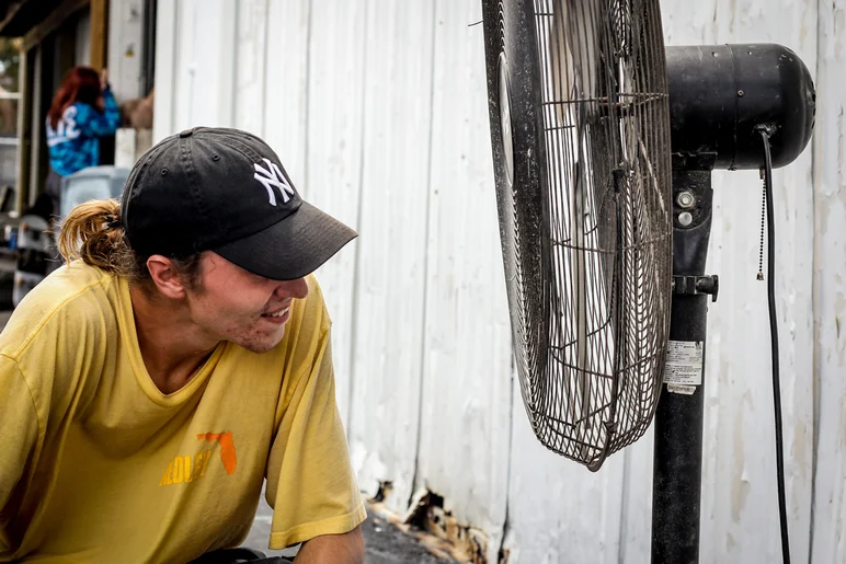 <!--btsb19-->

It was a seriously hot & humid day. Jack Wahl finds some relief after his run.
