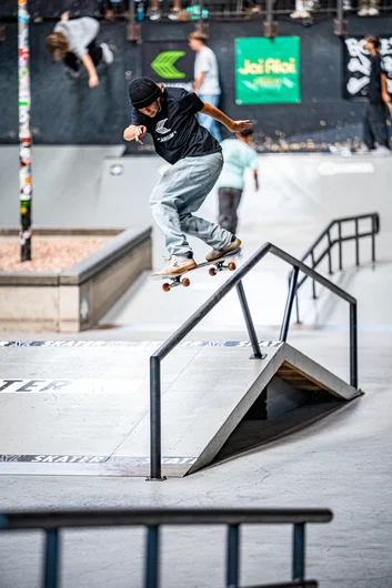 Here's a face you may recognize. We met Beau Brunclair in Paris for the Far N High contest a few months back. He went viral for his 270 nose blunt after their best trick contest. Here he is spinning his way into a back lip.

<!--damnamnetherlandsday2qualifiers-->