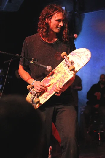 <!--pro17-frinight-->

Then he starting jamming on a skateboard, wait what?