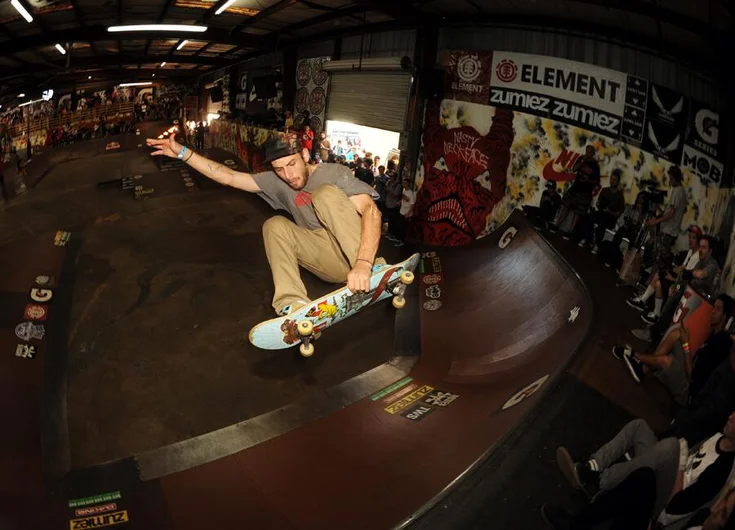 <!-- amdec13sat -->

Auby Taylor made the cut with tricks like this frontside olle - probably the only trick he didn't flip into.