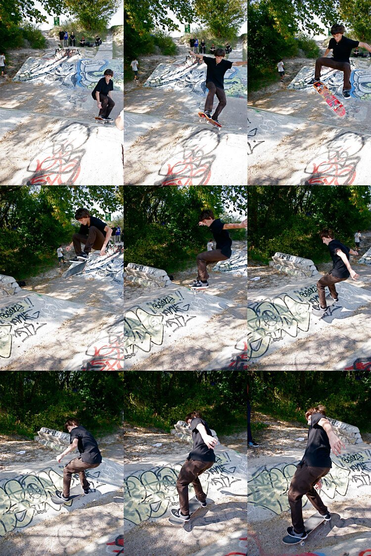 Knibbs' frontside flip into the channel was insane