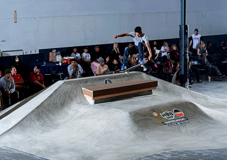 <!--dacm-quals-->

Jonny Hernandez Kickflips the pyramid with a lil shifty bonus.