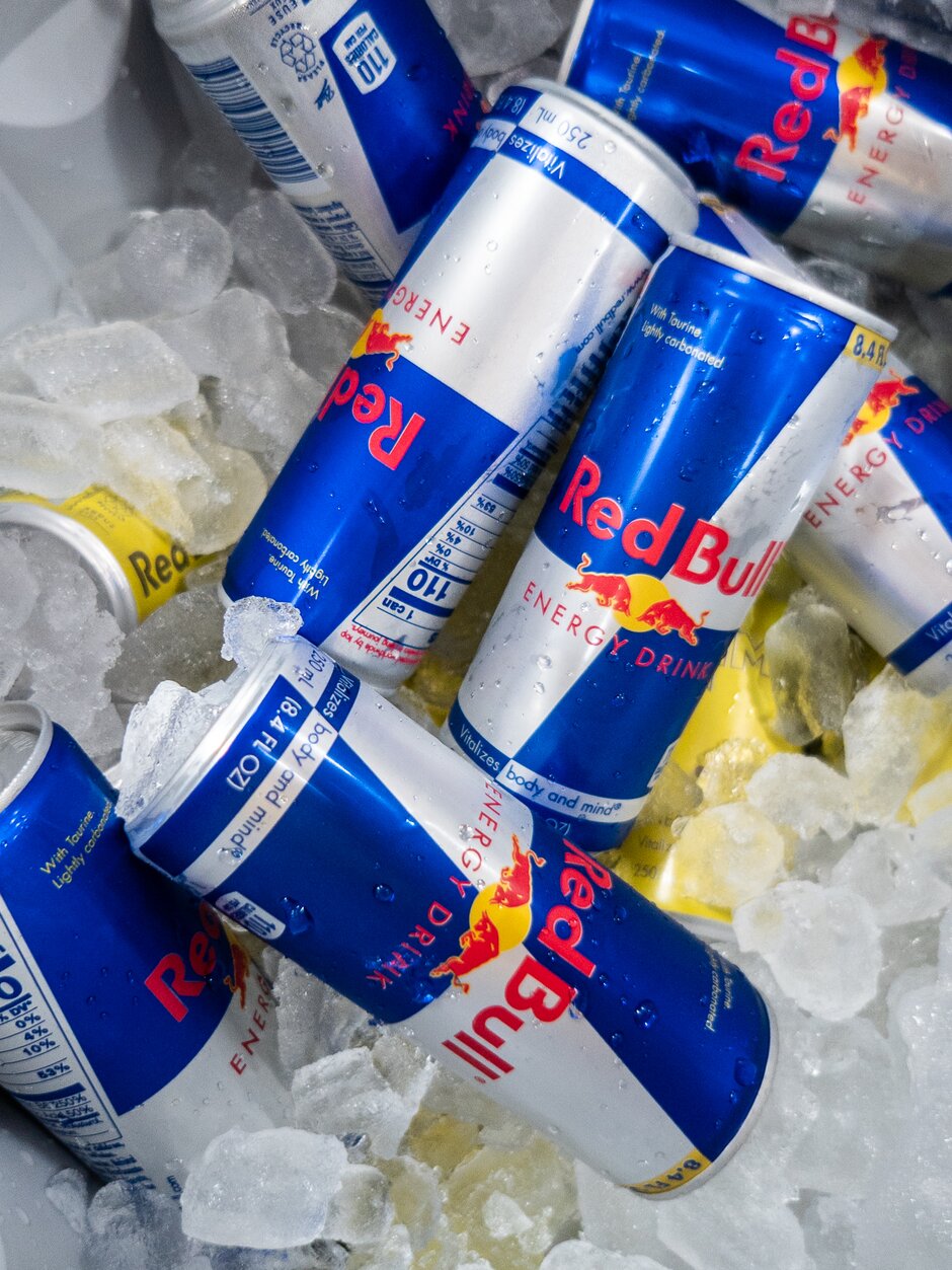Red Bull Cans on Ice