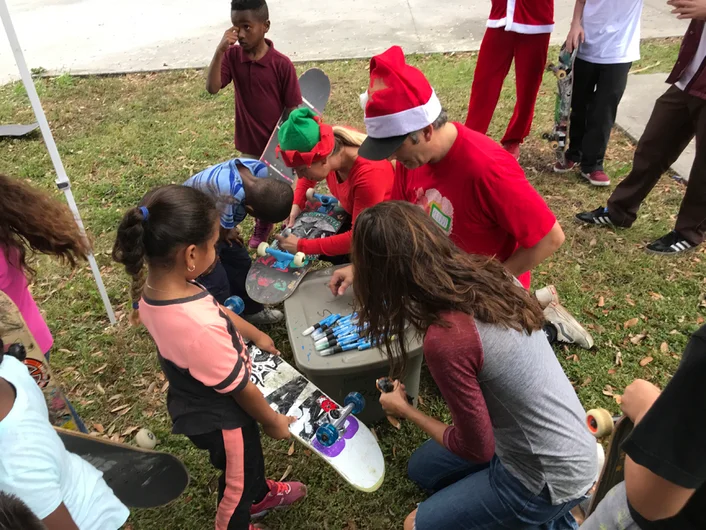 <!--b4bdesoto-->

First priority: get your name on your board. A lot of these kids were surprised they actually got to keep theirs, so I think personalizing each deck really drove it home. Clint Smith and Raechel Barfield were on hand to help out.