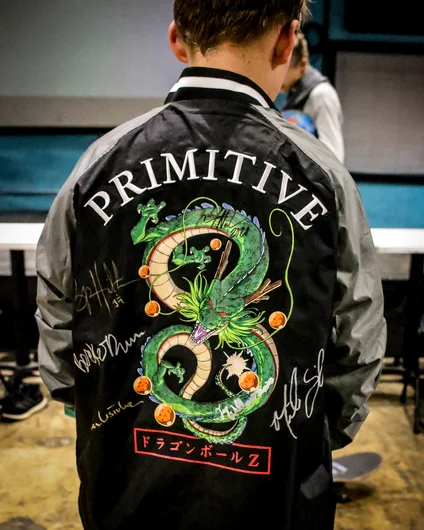 <!--primitivedemophotos-->

Little homie got this Primitive X DBZ jacket signed!