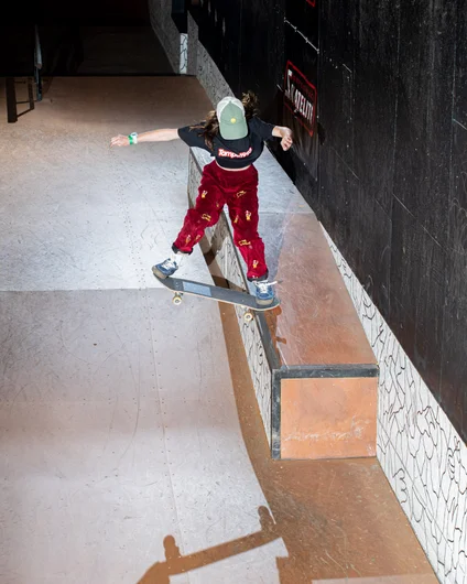 One of the newest SPoT team members, Shiloh, with the back noseslide down the hubba. She just learned these last week!

<!--polarvideopremier2022-->