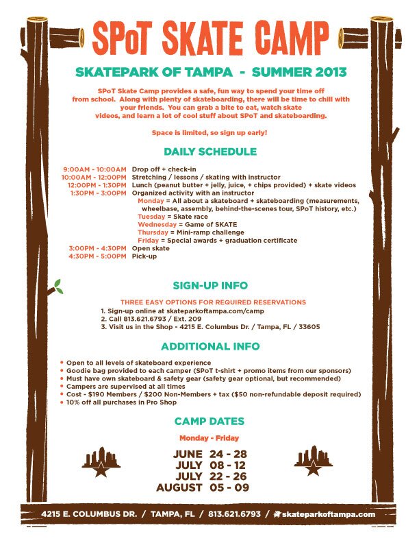 Skateboarding Camp at Skatepark of Tampa