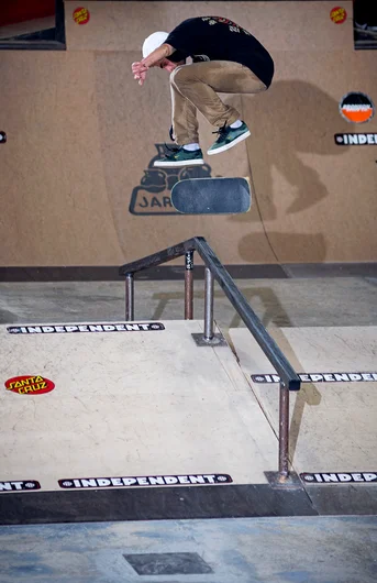 <!--dachi19quals-->

Nick Potter’s fave trick is a Nollie Flip and he displays accordingly.
