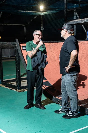 Matt Hensley, of pro skateboarding and Flogging Molly fame, greets the crowd and welcomes them aboard.

<!--floggingmollycruise23-->