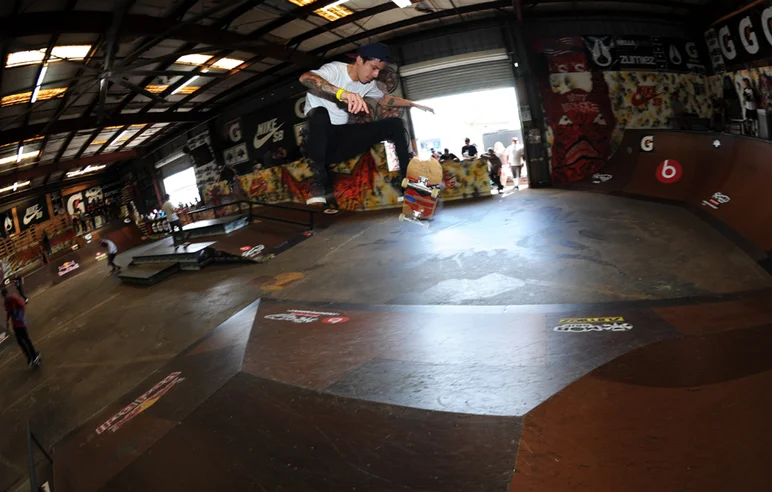 <!--tampapro2014d2-->

I'm convinced that Luan Oliveira isn't human. He's some kind of Brazilian alien sent to Tampa to destroy everyone's confidence and self esteem by doing tricks gnarlier and higher than everyone. Check out the spaceship height on this 360 flip.