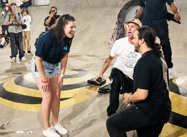 It's a proposal!!! And Brian is astonished! That’s a wrap the day, what better way to end things than with pure unadulterated love! Comeback to the blogs for the semi and finals!  
<!--tampam2022madnessconcretejam-->