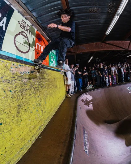 Taiyo Amano is the people's champ. Front tail, with a slide, on the wall.