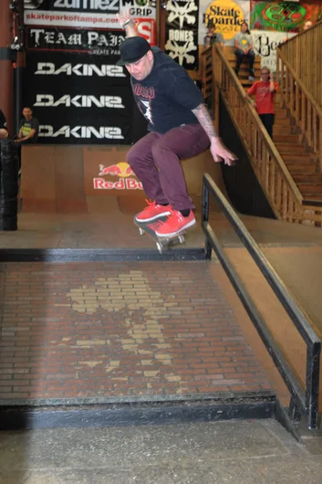 Franchise Boi hucks himself down gaps.<!-- Tampa Pro 2013 Thursday and Friday -->