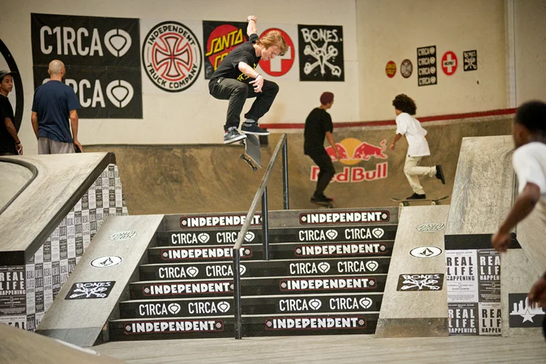 <!--cm151-->

Kevin Love reppin the Ginger Army with a Kickflip FS Grind.