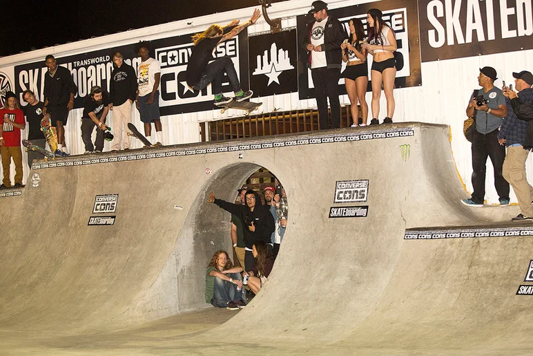 <!--pro16satnight-->

Here's the one that won him 1st place in the TWS Door Gap Best Trick contest: kickflip FS grind with style to spare.