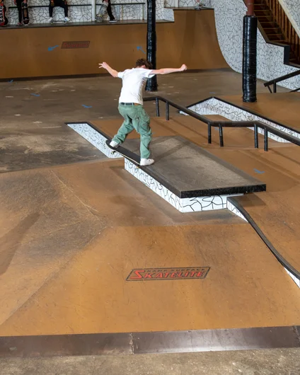Peter Kryger is a very technical skater. Fakie ollie switch front crook.
<!--goskateday22-->