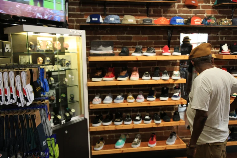 <!--sy14-->

There's a pretty damn good selection of shoes over here.  This guy was impressed.